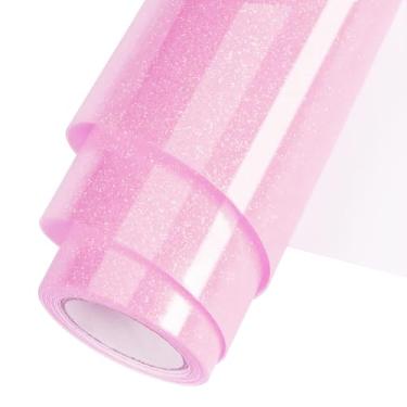 Imagem de WOOGLITTER Rolo De Vinil Transferência Térmica Htv Com Glitter Rosa 30 Cm X 1,5 M Para Artesanato Em Camisetas, Passável A Ferro, Adequado Todas As Máquinas Corte, Fácil Cortar E Remover.