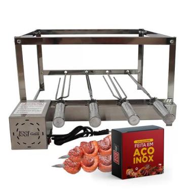 Imagem de Churrasqueira Giratória Inox Grill 4 Espetos Gira Motor Weg - Issi Gri