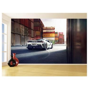 Imagem de Papel De Parede 3D Carro Ferrari Branca Pista 3,5M Car157 - Você Decor