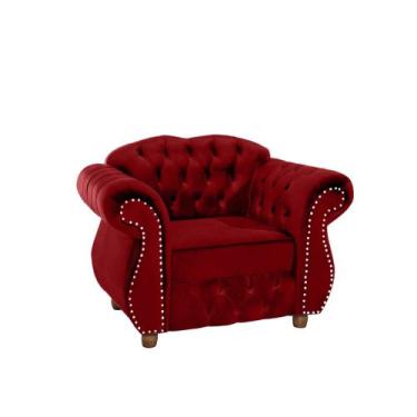 Imagem de Poltrona Chesterfield Merlo - Veludo Vermelho / Decoração, recepção , 