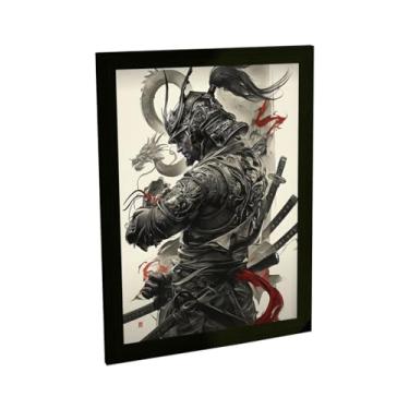 Imagem de Quadro Decorativo Samurai Ilustração Tradicional Japão Decoração Poster Quarto Sala