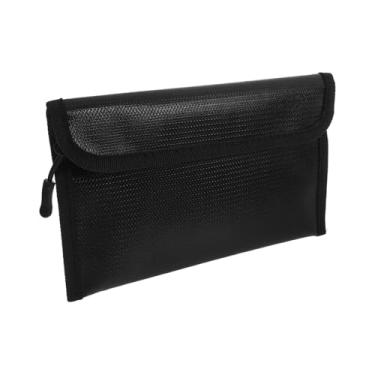Imagem de HOMSFOU Bolsa de arquivo à prova d'água à prova de fogo, bolsa com zíper, resistente ao fogo, porta-documentos, recipiente para recibos