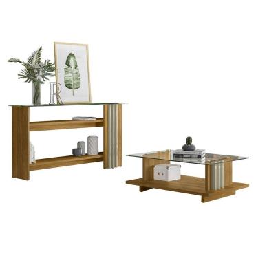 Imagem de Mesa de Centro e Aparador Ripado Fire Z10 Cumaru/Opala - Mpozenato