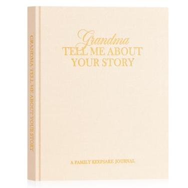 Imagem de Lanpn DiáRio de HistóRias da Avó Com Mais de 260 Perguntas, DiáRio Guiado da Avó Em Linho, Livro de MemóRias para Preencher, Presente para Vovó, Dia das MãEs de AniversáRio Natal, Bege