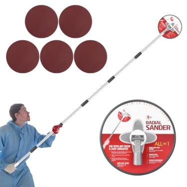 Imagem de Lixadeira de mastro para drywall, lixadeira radial de 22 polegadas com haste de extensão, ideal para preparação de pintura, cabeça de lixamento circular rotativa de 360° para tetos e paredes, haste de