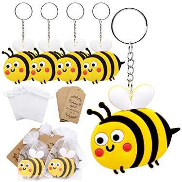 Imagem de sunny seat Chaveiro De Abelha Fofo, Sacolinha Lembrancinhas Para Festa, 24 Conjuntos Com Etiqueta Cartão Agradecimento E Sacolinhas Brancas Presente, Tema Dia Das Crianças, Suprimentos Aniversário,