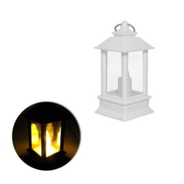Imagem de Lamparina Decor Lampião Branca Artificial Led 13cm C/ Bateria - Casa