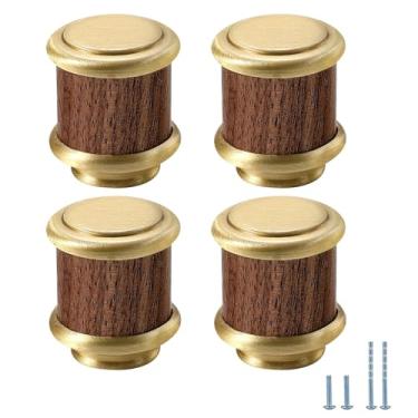 Imagem de Evionlin Puxador de porta de armário de grão único de cobre redondo dourado 10 peças para armários