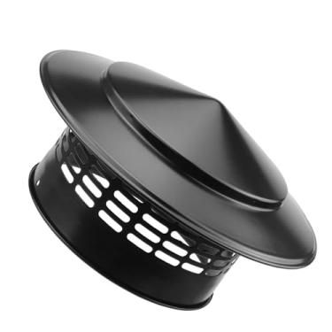 Imagem de Ankuce Tampa de chaminé superior de cone, tampa de cobertura de chaminé redonda cobertura de tela externa para lareira cobertura de tubo de fogão externo (copo de 15 cm - preto-1)