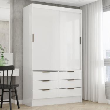 Imagem de Guarda-roupa 02 Portas De Correr 06 Gavetas Sevilha Branco