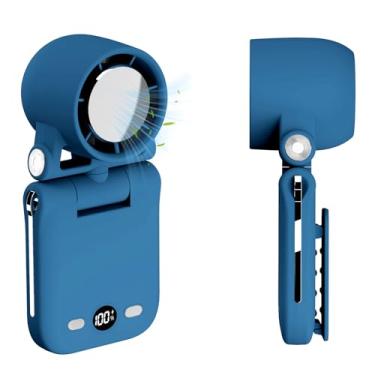 Imagem de Ventilador portátil portátil, ultra alto RPM Clip-on Turbo Fan recarregável com visor LED 100 velocidades, ângulo ajustável do vento, mini ventilador multifuncional para cintura e pescoço (azul)