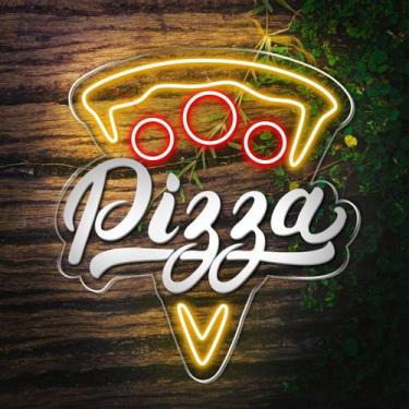 Imagem de Painel Neon Led Acrílico Pizza Letreiro Decoração Pizzaria - OntheLigh