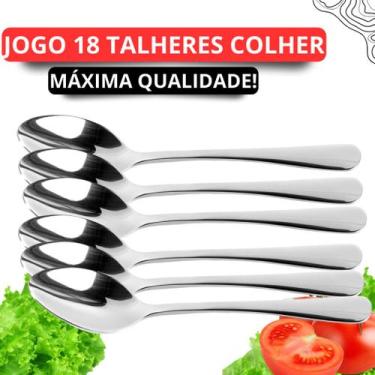 Imagem de Jogo 18 Colheres de Mesa Talheres Aço INOX Alta Qualidade Para Aliment