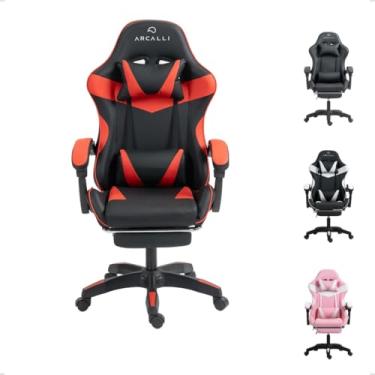 Imagem de Cadeira Gamer Escritório Arcalli Ergonômica Profissional Descanso de Pernas (Vermelho)