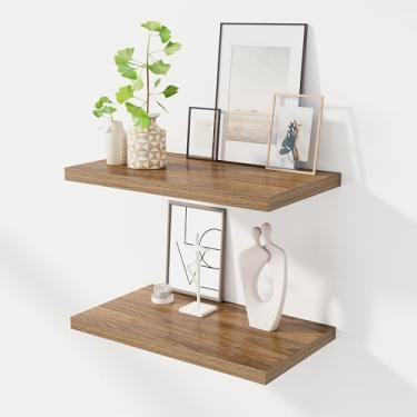 Imagem de Prateleiras flutuantes de 61 cm para parede, prateleiras flutuantes finas de nogueira de 30,5 cm, prateleiras de parede para quarto, sala de estar, cozinha, banheiro - Conjunto de 2