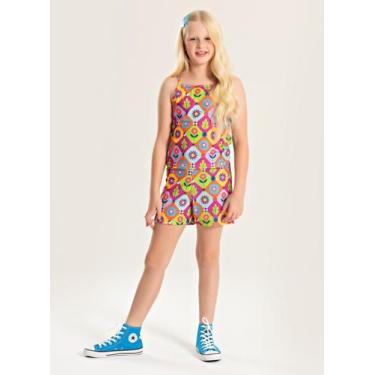 Imagem de Conjunto Verão Menina Laranja Cropped de Alcinha e Shorts Flores e Fol