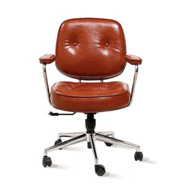 Imagem de Cadeira Giratória Luxuosa Diretor De Alto Luxo Lazer, Retrô Design Confortável - Marrom