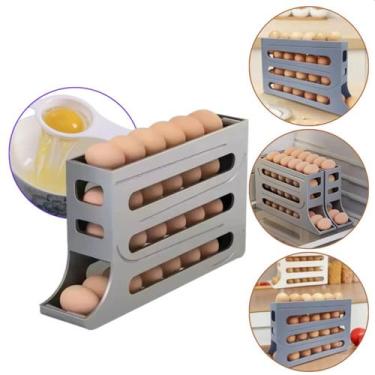 Imagem de Porta Ovos Organizador Bandeja Geladeira 4 Andares - Trioplast, Cinza