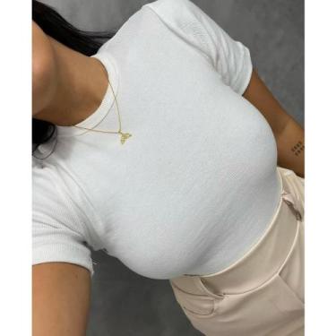 Imagem de Blusa Manga Curta de Ribana Canelada - TG Camiseteria, Branco, GG