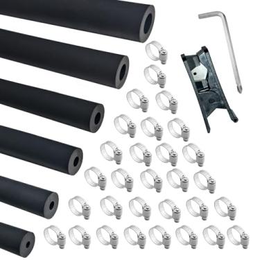 Imagem de Unicaravan Mangueira de vácuo de silicone 10FT ID 1/4" (6 mm), espessura da parede 4 mm, tubo preto fosco, com 10 braçadeiras, cortador de tubo, chave de fenda, uso marítimo e industrial automotivo