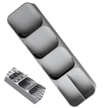 Imagem de Organizador de Talheres em Plástico Cinza – Compacto e Resistente – Para Gaveta ou Bancada