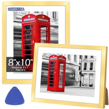 Imagem de HOMERHYME Porta-retrato 20 x 25 cm, pacote com 2 molduras para exibição de mesa e galeria de parede, pôsteres de fotos, dourado