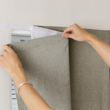 Imagem de Cortinas autoadesivas 100% blackout, cortina portátil, simples e fácil de instalar, janela de quarto, isolamento térmico, cozinha, quarto, escurecimento preto, cortinas pequenas, L99 x C 182 cm, 1