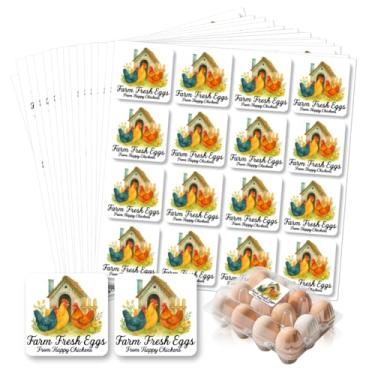 Imagem de GOMAKERER 320 etiquetas de caixa de ovos frescos da fazenda, 5 cm de ovos de galinha colocados em adesivos autoadesivos para embalagem de ovos para caixa de papelão suprimentos agrícolas