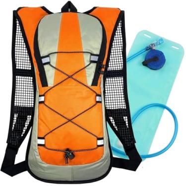 Imagem de Mochila de Hidratação para Corrida Ciclismo com Bolsa para Hidratação (Laranja, Média)