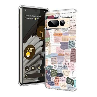 Imagem de Capa protetora compatível com Google Pixel 7 Pro, versículos bíblicos estéticos fofos indianos cristãos com citações positivas para meninas e mulheres TPU fina à prova de choque