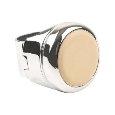 Imagem de Maçaneta de manobra esportiva giratório de volante capa de couro de vaca puxador giratório para suicídio, ajuste universal para carros, caminhões, barcos (bege)