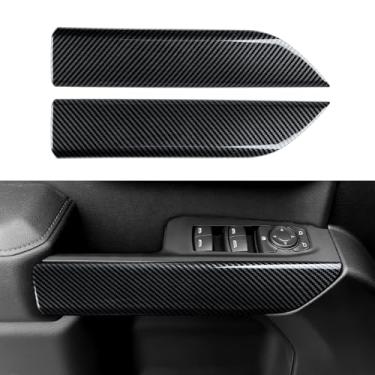 Imagem de 2 peças de carro ABS fibra de carbono frontal porta interna corrimão adesivo acabamento interior decalque para Chevy Silverado 2019-2025 | para GMC Sierra 1500 2500 3500 HD 2019-2021 acessórios