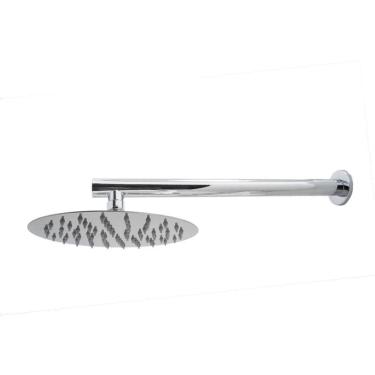 Imagem de Ducha Chuveiro Redondo Solar Ou A Gás Inox Cromado Com Braço 20x20cm