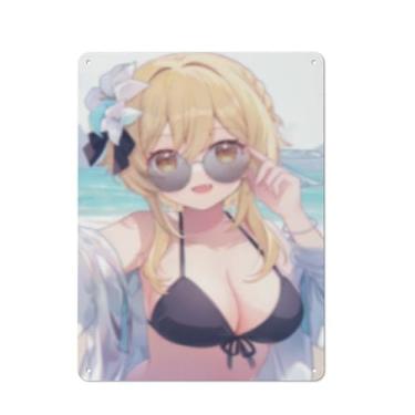 Imagem de Pôster de arte de menina de anime sexy quente placa de estanho vintage decoração de parede pôster 30,5 x 40,6 cm, AI315