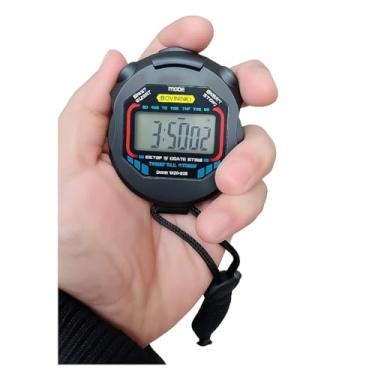 Imagem de Cronômetro Digital de Mão Alta Precisão 1/100s Display Grande com Relógio Alarme Data Formato 12h 24h Compacto Leve Ideal para Esportes Treinos e Competições