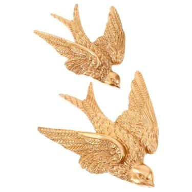 Imagem de 2 peças de resina de andorinhas pássaros, escultura de parede 3D, pássaros voadores, arte de parede, escultura em cerâmica suspensa, andorinhas, pássaros, decoração de parede ( )