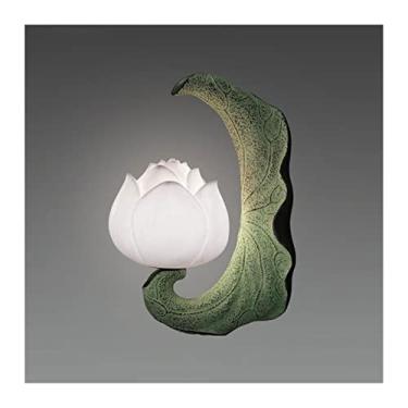 Imagem de ZzleoyuUUs-12 Lâmpada de parede decorativa de cabeceira, corredor, luminária de escada, lâmpada de parede em forma de lótus para corredor, corredor (branco)