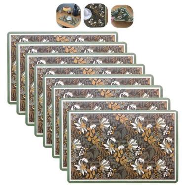 Imagem de Conjunto 8 Jogo Americano Floral de Plástico Lavável para Mesa Posta L