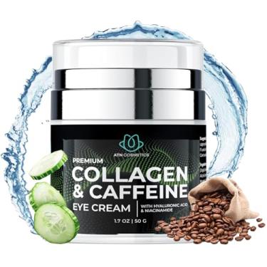 Imagem de ATN Cosmetics Creme para os olhos com cafeína, colágeno para os olhos para todos os tipos de pele, para rugas e olheiras e inchaço, infundido com ácido hialurônico e niacinamida, 50 g