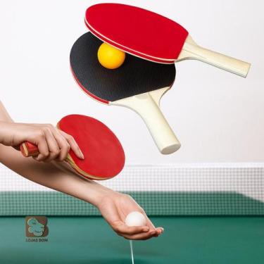 Imagem de Raquete Tênis De Mesa Ping Pong Kit 2 Raquetes Anatômica Com Borracha 