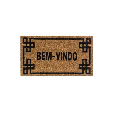 Imagem de Capacho Retangular Fibra De Coco Base PVC 60x33cm - Komeco - Borda Preto