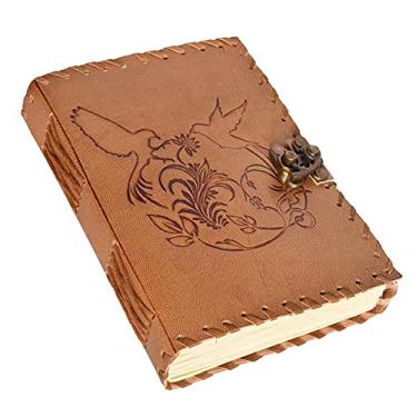Imagem de Leather Journal Vintage Love Birds Handmade Leather Journal/Writing Notebook Diary/Bound Daily Notepad for Men & Women Medium, Writing pad Gift for Artist, Sketch