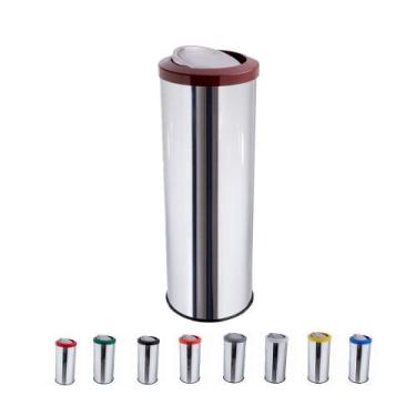 Imagem de Lixeira Inox Com Tampa Basculante Flip-top 30 Litros Cesto De Lixo - C