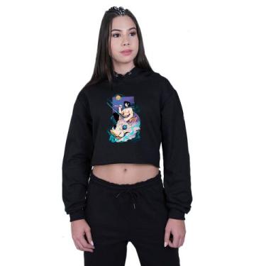 Imagem de Cropped Moletom Feminino Inosuke Hashibira Demon Slayer - Lafre, Preto