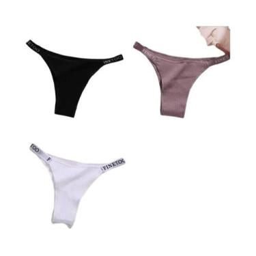 Imagem de Conjunto De 3 Calcinhas Femininas De Algodão, Tanga Sexy, Lingerie Ínt