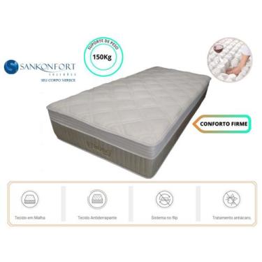Imagem de Colchão de Molas Ensacadas Sankonfort Strong 88x188x32 (Até 150 kg Lin