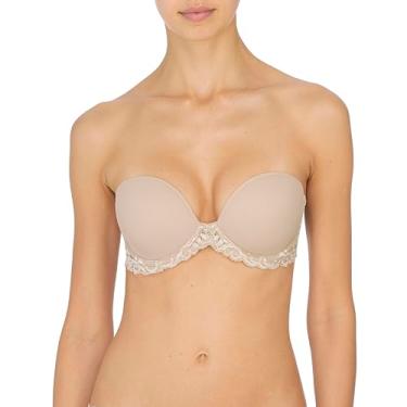 Imagem de Natori Sutiã feminino com plumas, sem alças, decote profundo, Café, 34B