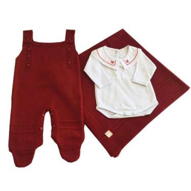 Imagem de Saída de Maternidade Jardineira 3 Peças - Kowak, Vermelho, RN