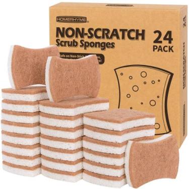 Imagem de Esponja de prato HOMERHYME Natural Non-Scratch, pacote com 24 unidades