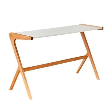 Imagem de ZzleoyuUUs-12 Mesa de escritório de 47,2 polegadas para espaços pequenos, estrutura estável em forma de Y, estilo simples moderno mesa de estudo de madeira de faia (branca)